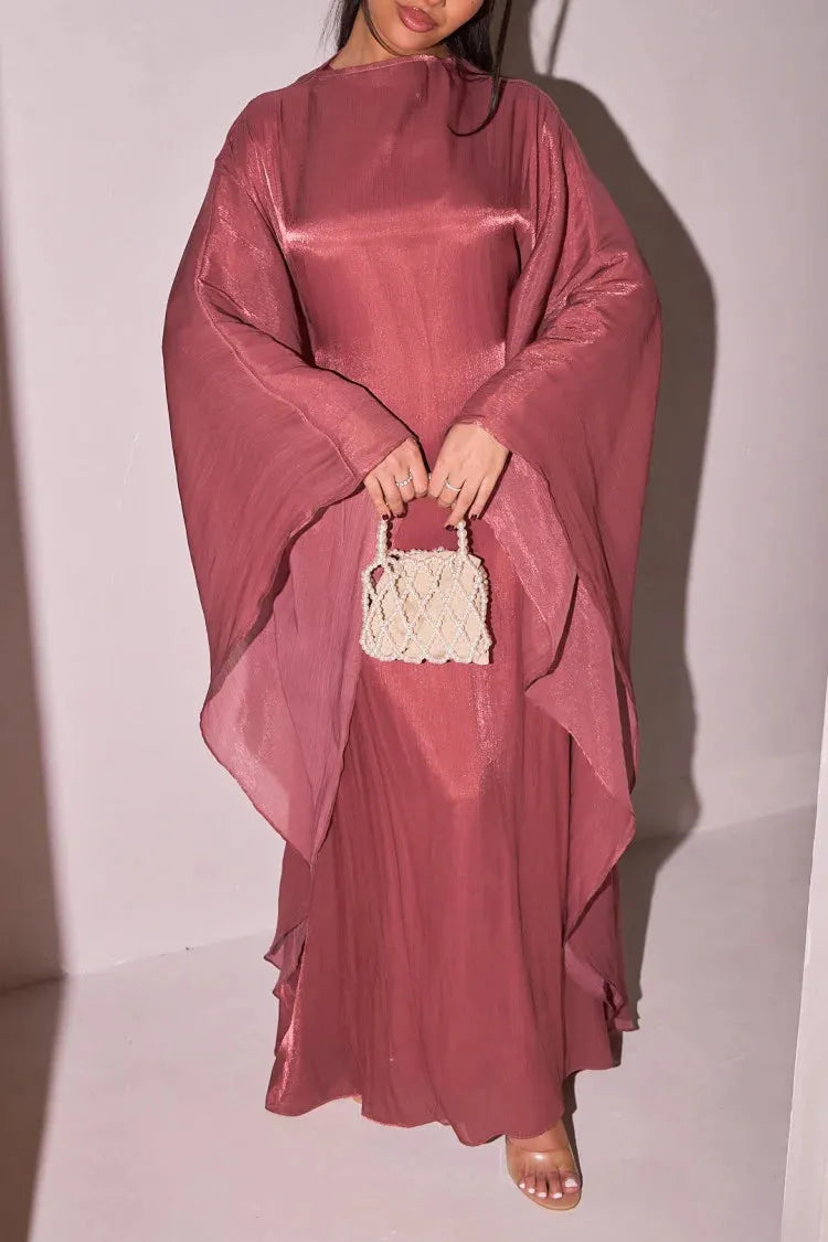 Luxe Satijnen Abaya met Wijde Mouwen